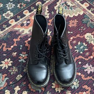 Dr. Martens Black Boots with Yellow Stitching
